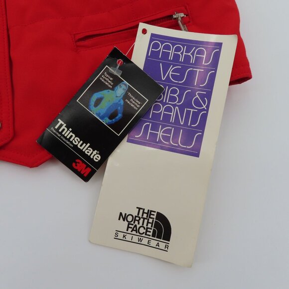 VTG The North Face Women 14 Large Solid Red Snap Front Vest Zip Pockets NEW Tags - Picture 12 of 15